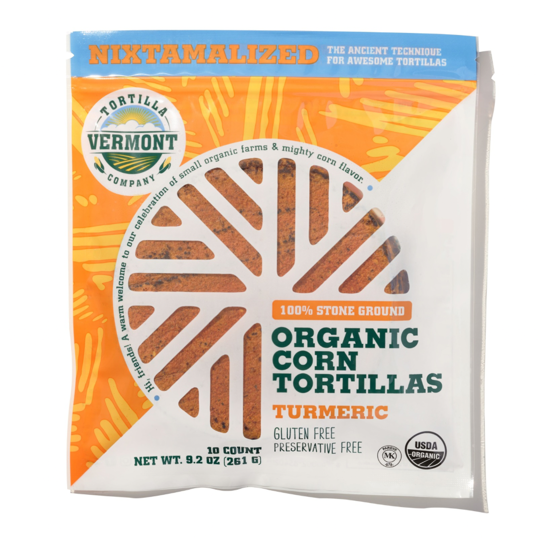 Vermont Tortilla Company 6′′ Bio Kurkuma Mais Tortillas – 8 Beutel x 10 Tortillas