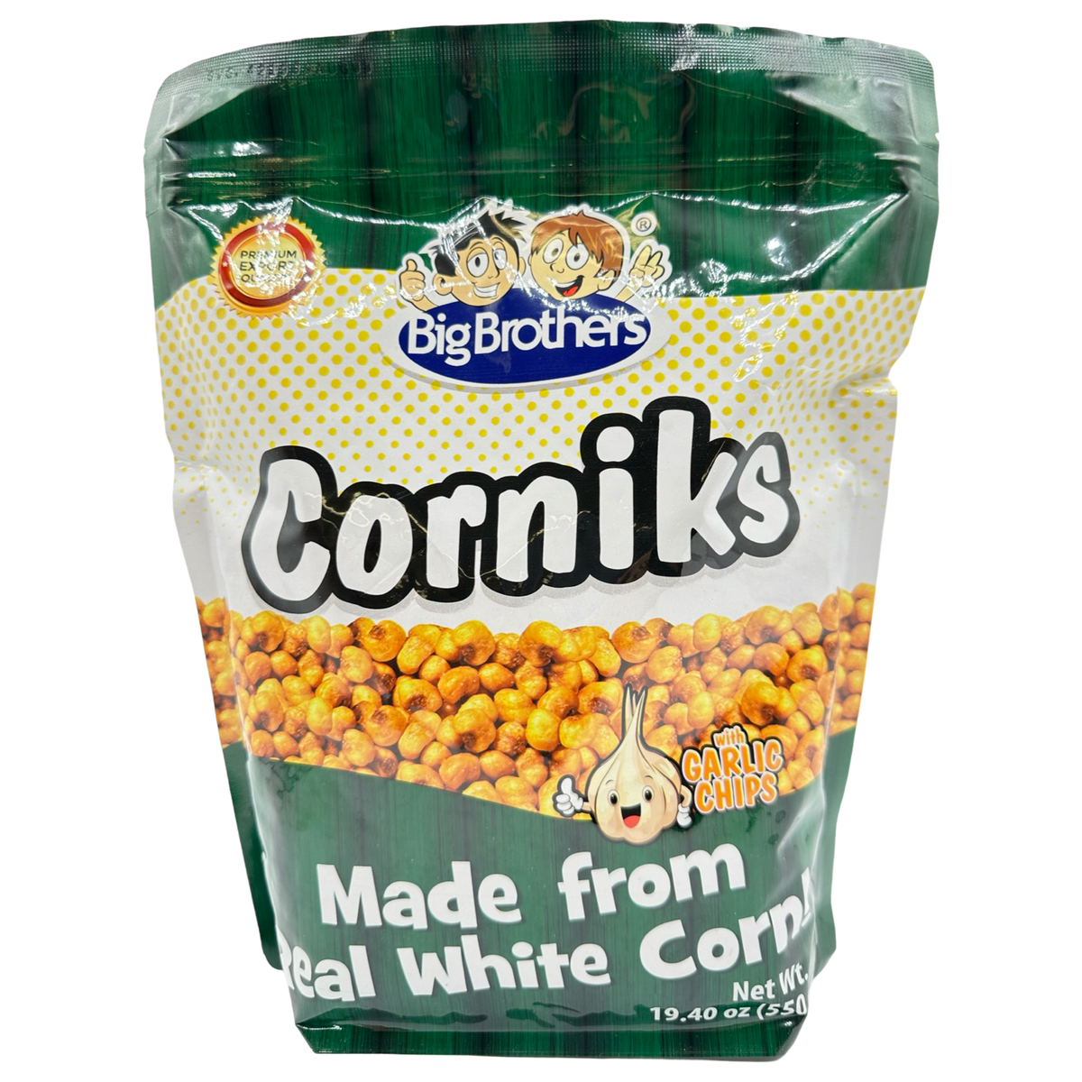 Groß Brothers – Corniks – Hergestellt aus echtem Mais – mit Knoblauchchips – 550 G