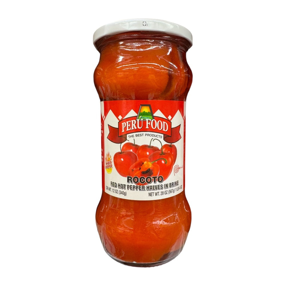 Peru Food Rocoto rote Paprikahälften in Salzlake