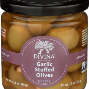 Divina – Olive grüner Athos gefüllten Knoblauch, 7,7 Unzen Packung mit 6
