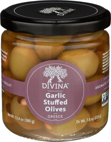 Divina Oliv Grün Athos gefüllter Knoblauch, 7.7 Oz – Packung mit 6 Stück