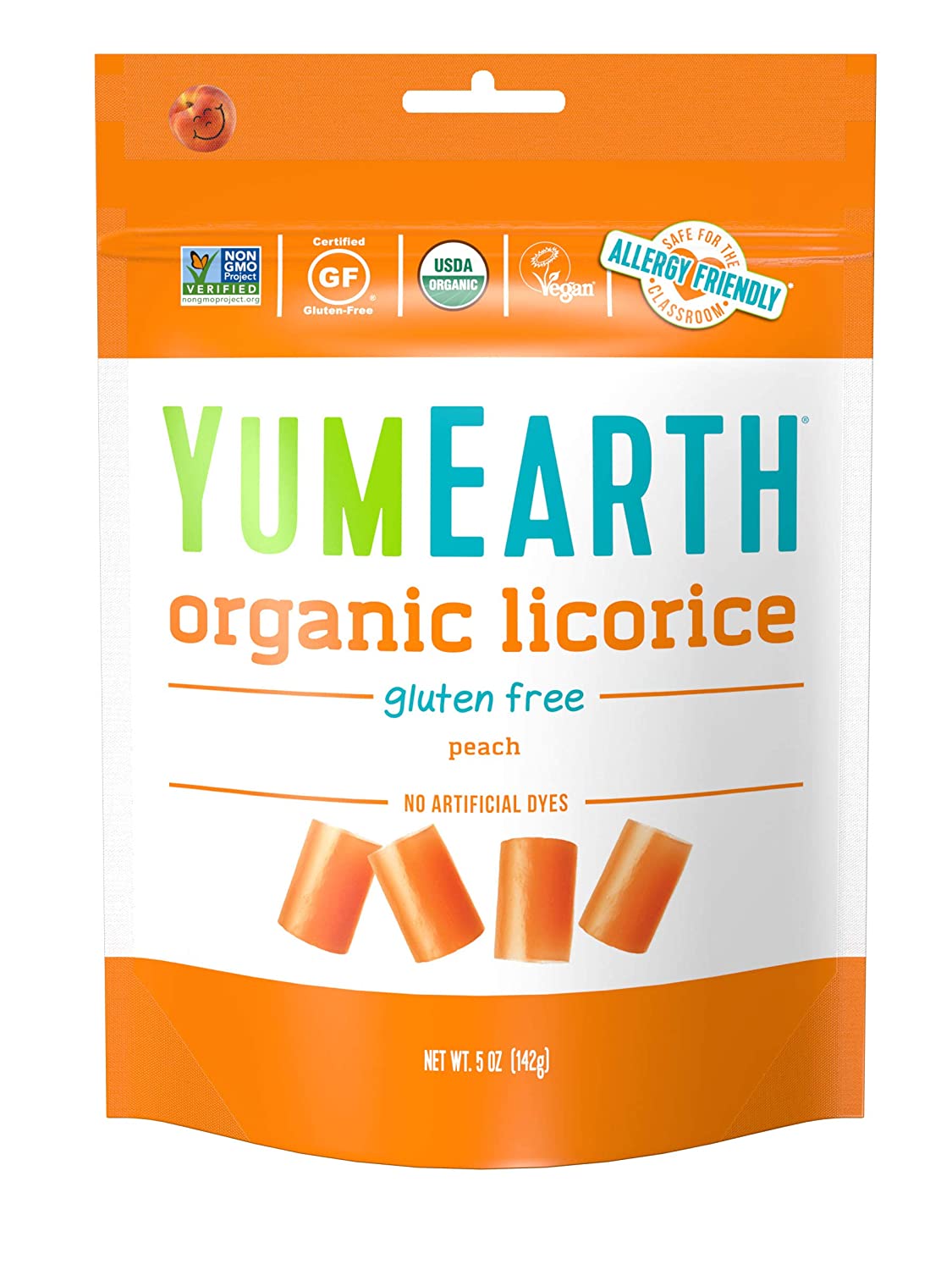 YumEarth – Bio Süßholz, Pfirsich, 5 oz – Packung mit 12 Stück