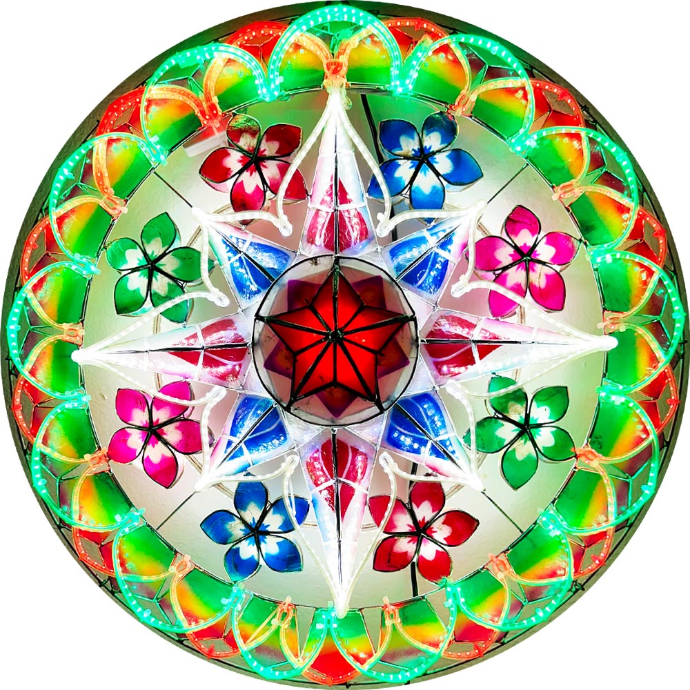Philippinen Weihnachten Capiz Parol Laterne Stern (Tala) – Rot / Grün / Weiß LED Show – Größe 24
