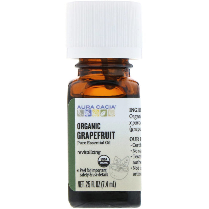 Aura Cacia Ätherisches Öl Bio Grapefruit, 0,25 oz – Packung mit 1