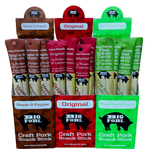 große Gabel Handwerk Schweinefleisch Snack Stick Box – 3 Schachteln x 20 Stöcke (60 insgesamt) Fall