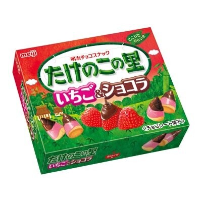 Meiji, Takenoko no Sato, 61g, Erdbeer- und Milchschokoladengeschmack, 61g