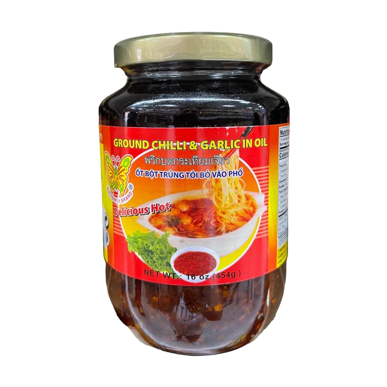 Butterfly Marke gemahlener Chili & Knoblauch in Öl