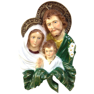 heilige Familie hängen religiöse Statue Figur – philippinische Kunsthandwerk – 14 Zoll x 9 Zoll