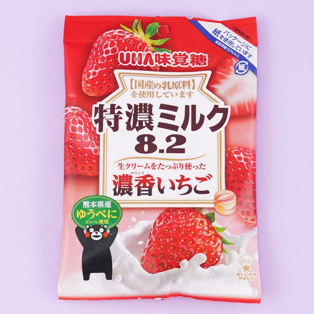UHA Tokuno Milch 8.2 Starke Erdbeerbonbons