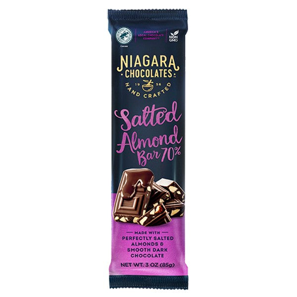 Niagara Bar Dunkle Schokolade Gesalzene Mandel 3 OZ – Packung mit 8