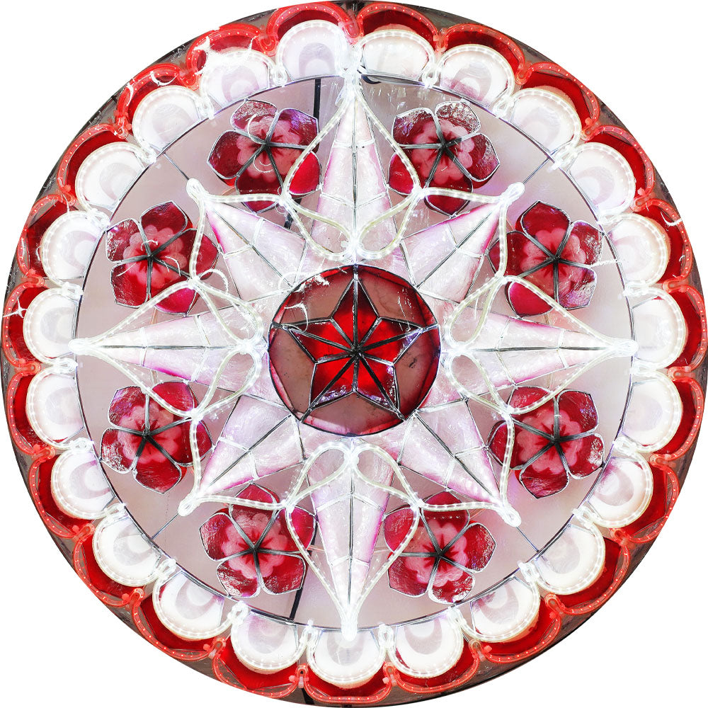 Philippinen Weihnachten Capiz Parol Laterne Stern (Tala) – Rot/Weiß- Größe 24