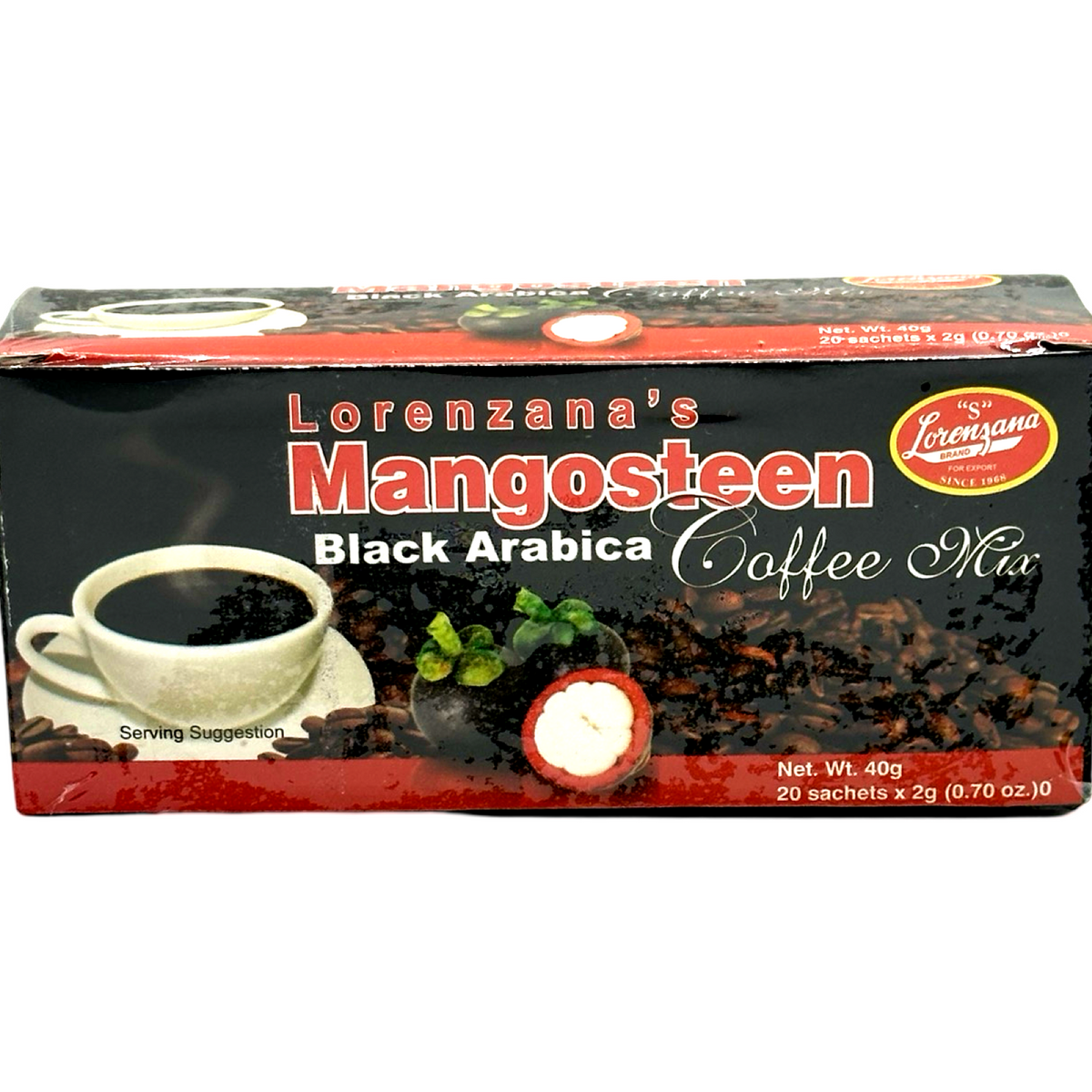 Lorenzana – Mangostan – Schwarz-Arabische Kaffeemischung – 20 Beutel x 2 G (40 G)