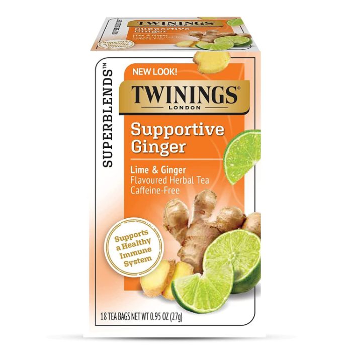 Twinings Support Limette Ingwer Tee, 18 Beutel – Packung mit 6