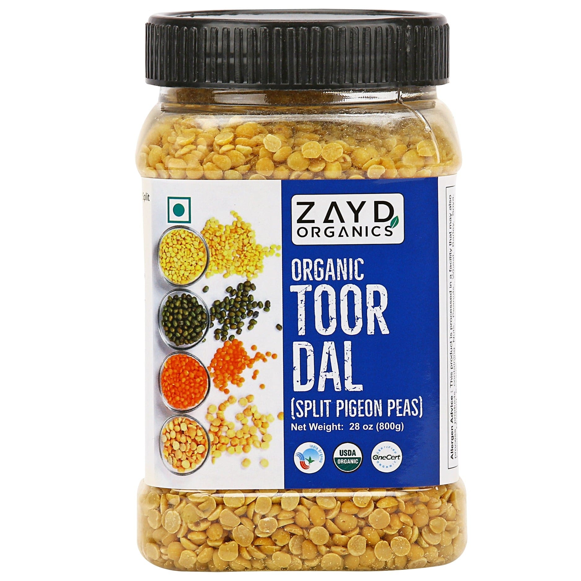 Zayd Bio Toor Dal (Pigeon Pea Hulled Split) USDA Bio-zertifiziert, 1,7-Pounds
