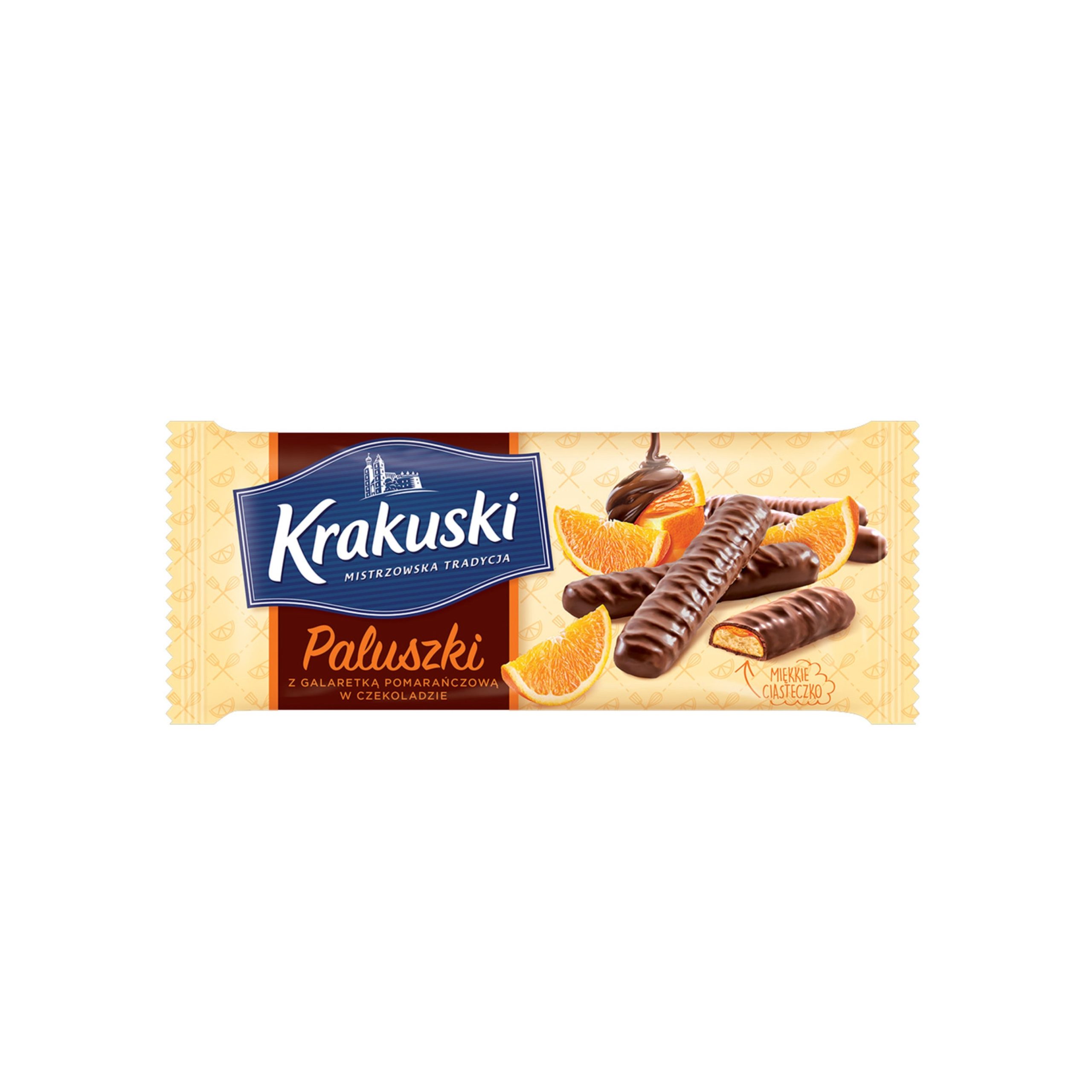 Krakuski Schokolade bedeckt Orange Finger Kekse (Polen)