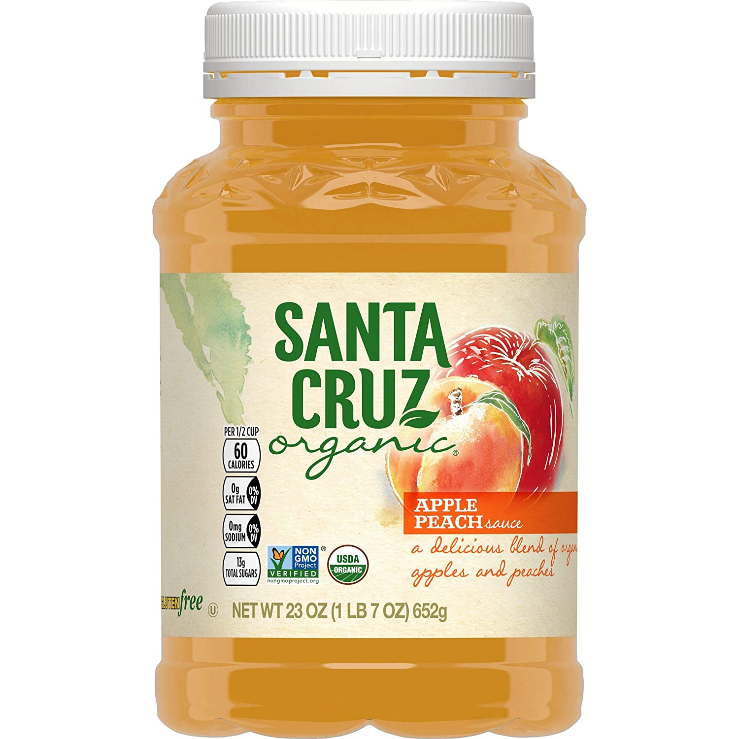 Santa Cruz Bio Apfel Pfirsich Sauce, 23 Unzen – Packung mit 12 Stück