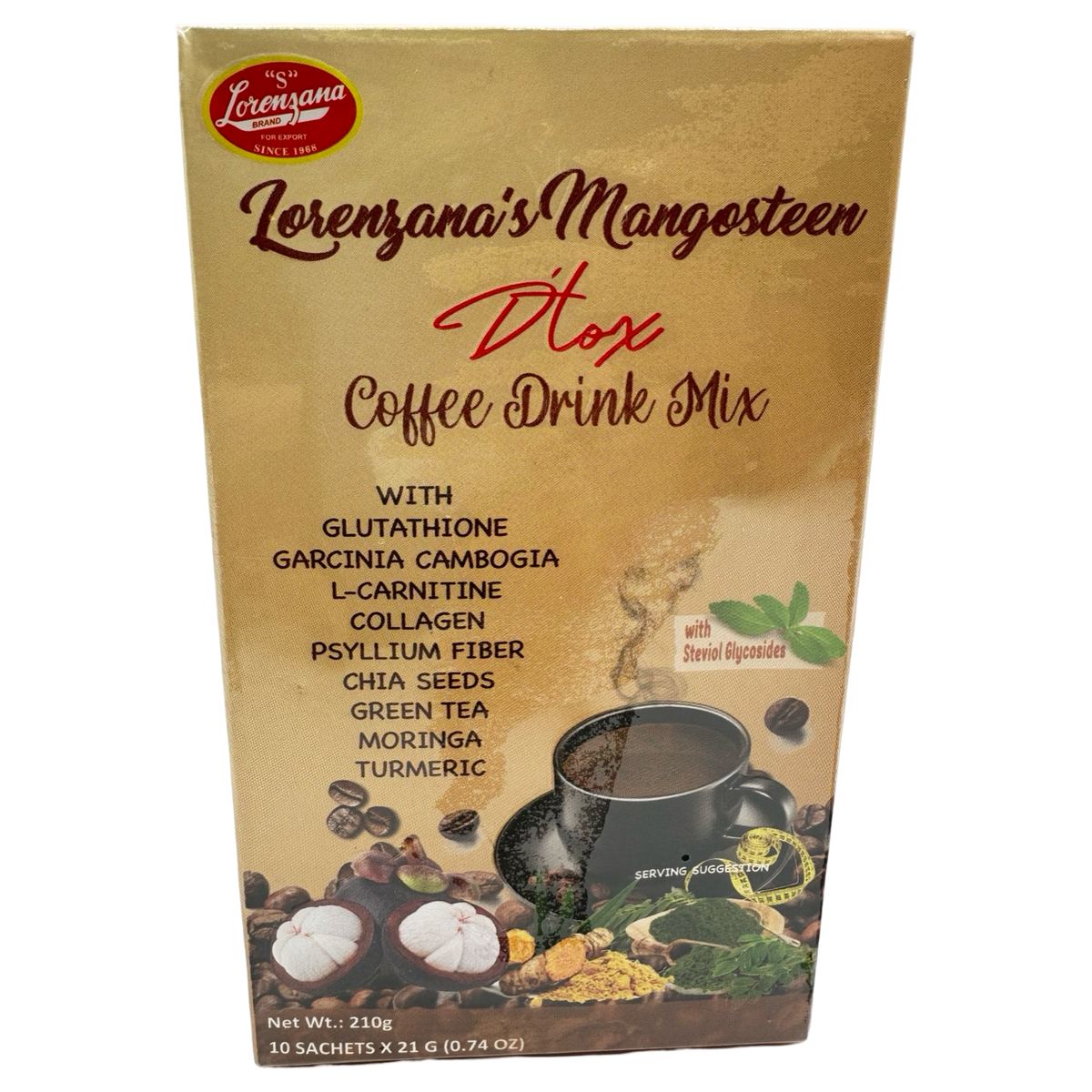 Lorenzana – Mangosteen – Detox Kaffee Drink Mischung – 10 Beutel x 21 G – 210 G