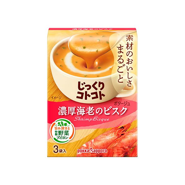 Pokka, Jikkuri Kotokoto, Garnelenbiskuit, Instantsuppe, 3 Beutel in 1 Schachtel