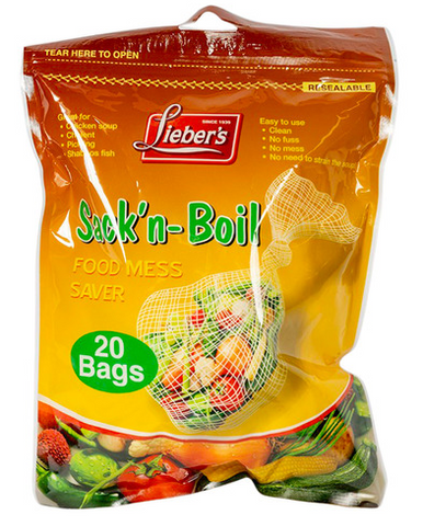Lieber's Sack'n Boil Food Mesh Taschen, 20 Stück, große 1/2 Gallonen Kapazität, für Suppen und Brühen