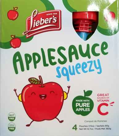 Lieber's Applesauce Squeezy Beutel, koscher für Passah, 3,15 oz (4 Stück)