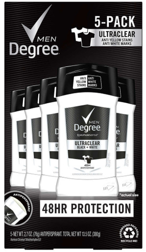 Grad Herren UltraClear Schwarz & Weiß Antitranspirant Deodorant, 2.7 oz, 5 Packung