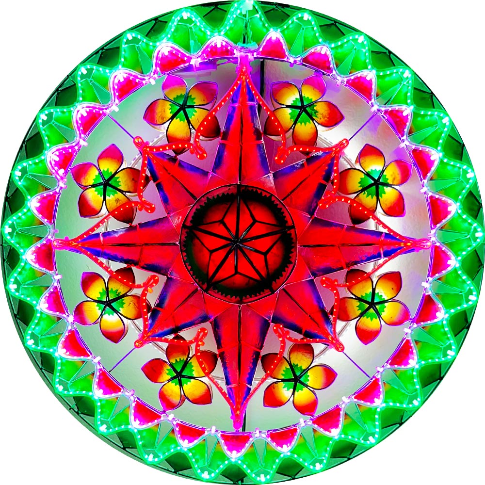 Philippinen Weihnachten Capiz Parol Laterne Stern (Tala) -Purpur / Rot / Grün – Größe 24