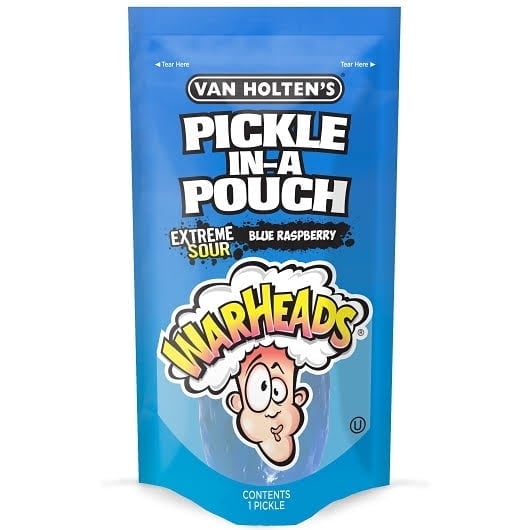Van Holtens Warheads Pickle in einer Tasche Extreme sauer Blau Himbeere