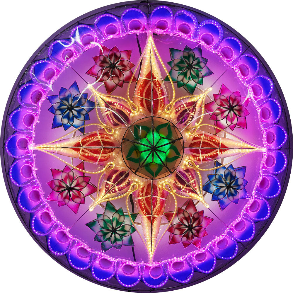 Philippinen Weihnachten Capiz Parol Laterne Stern (Tala) – Lila / Blau / Gelb / Weiß – Größe 30