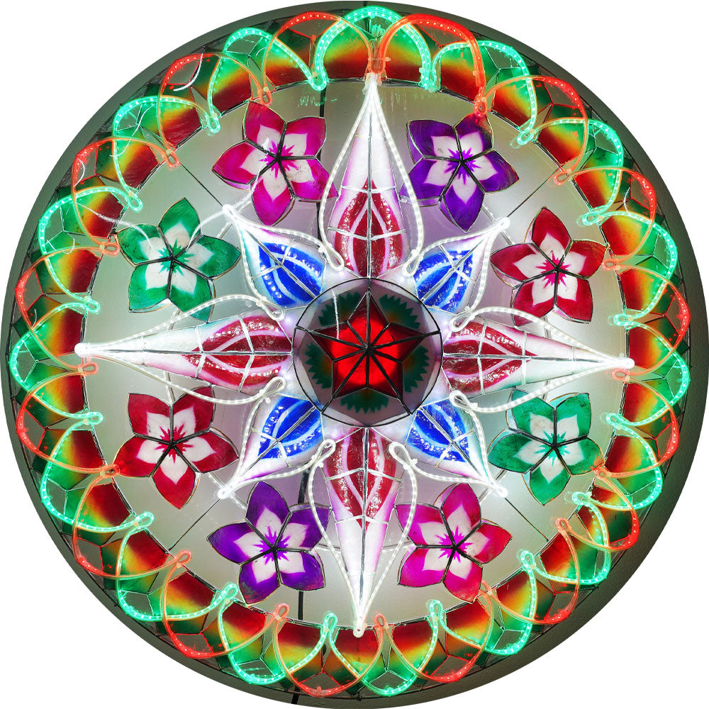 Philippinen Weihnachten Capiz Parol Laterne Stern (Tala) – Rot / Grün / Weiß LED Show – Größe 30