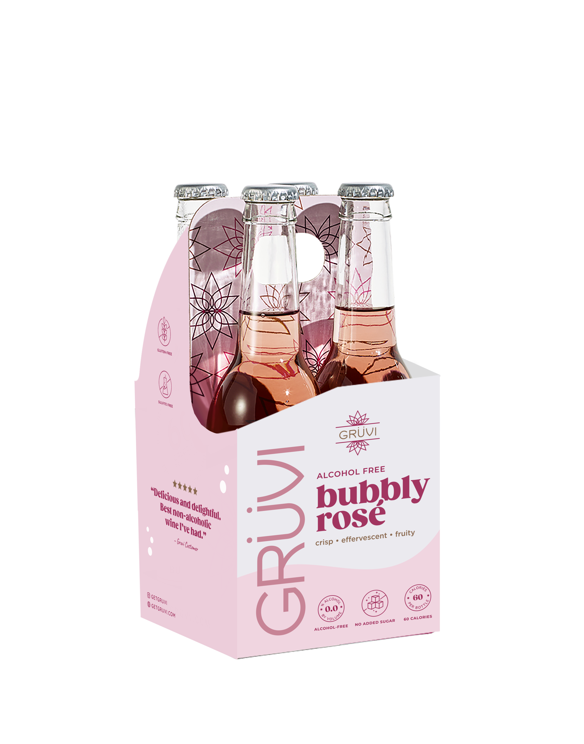 Gruvi Non-Alcoholic Bubbly Rosé – Erfrischendes Funkelndes Rosé, 0.0% ABV