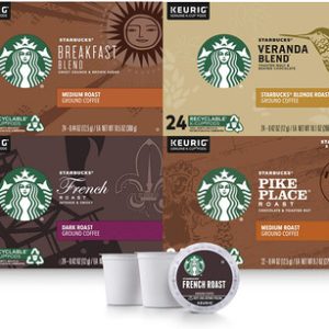 Starbucks schwarzer Kaffee k Tasse Kaffeekapseln, Sortenpackung für Keurig-Brauer, 4 Schachteln (96 Pods insgesamt)