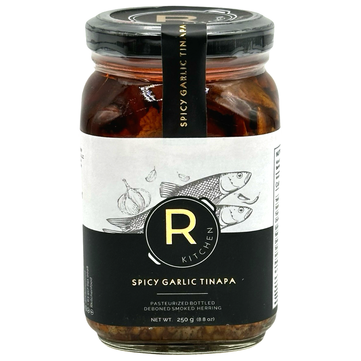 R Küche – Würziger Knoblauch Tinapa – Gourmet Pasteurisiert Abgefüllt Entbeint Getrocknet Herring – 250 G