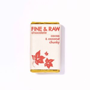 Fine and Roher Kakao & Kokos-Knopf Schokoladenriegel, bio – 10 bar x 1,5oz Gehäuse