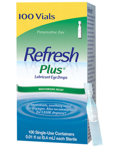 Refresh Plus Gleitmittel Augentropfen, 100 Durchstechflaschen