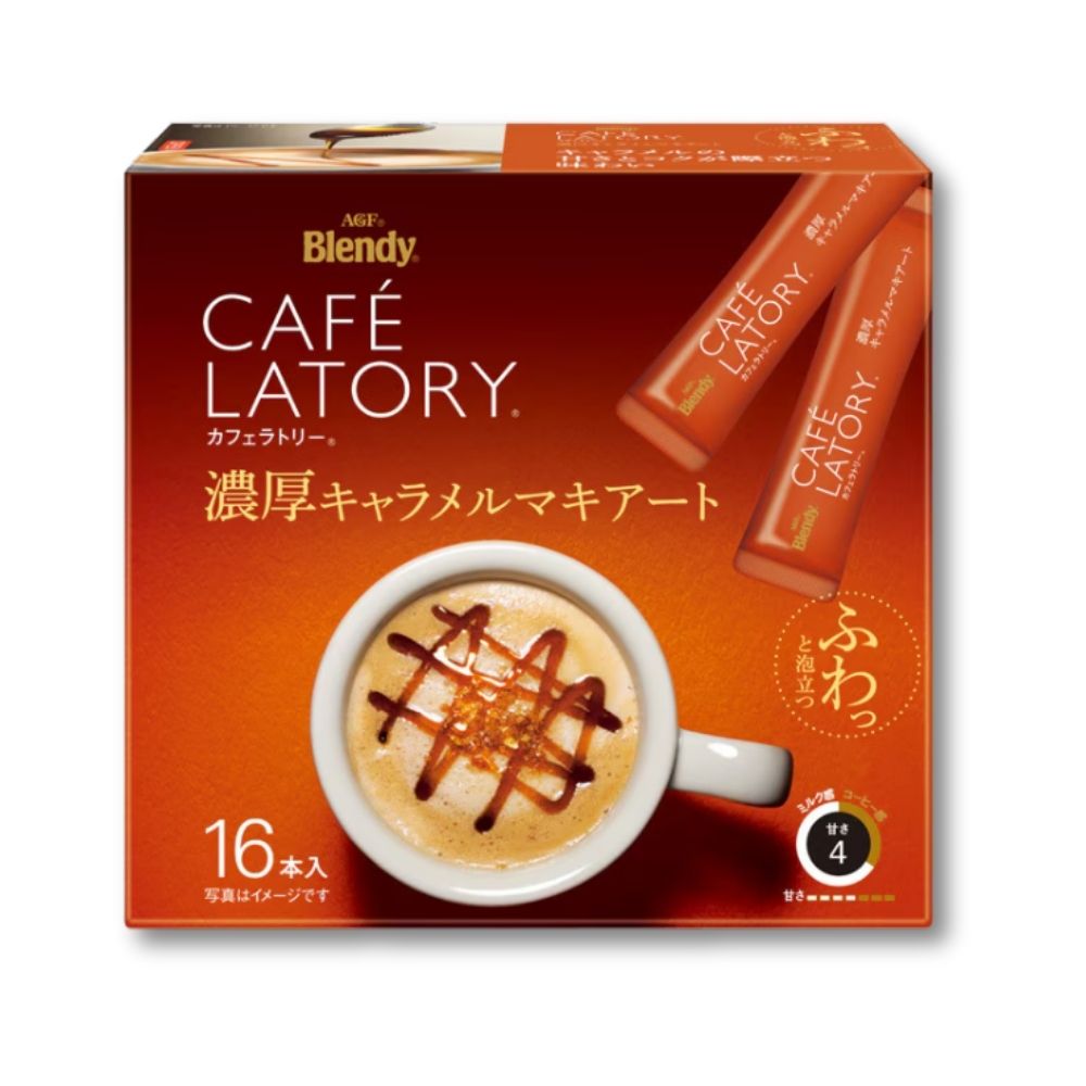 AGF Blendy Cafe Latory Stick Rich Karamell Macchiato (Sofortkaffee) 16 Stück