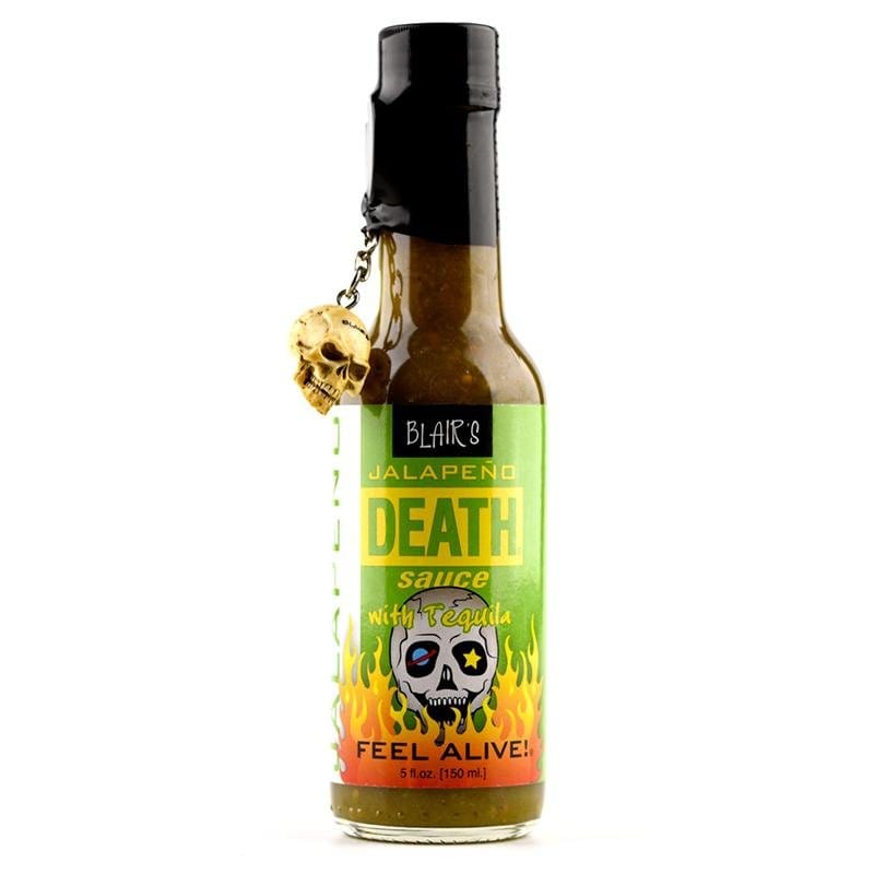 Blair's Jalapeño Death Sauce mit Tequila und Totenkopf Schlüsselanhänger