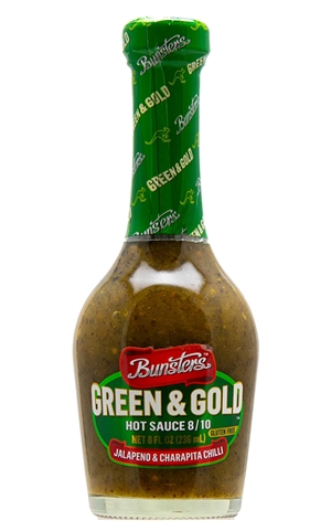 Bunsters Grün und Gold 8/10 Hitze Chilisauce, 8oz