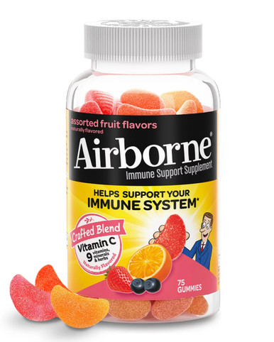 Airborne Gummies Immununterstützung, Vitamin C Gummies, verschiedene Fruchtaromen, 75 Stück