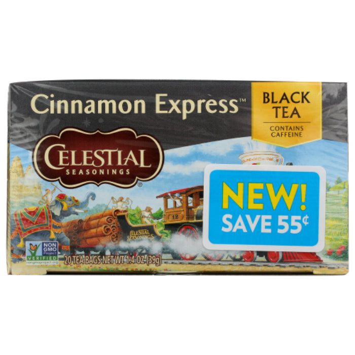 Celestial Seasonings Schwarzer Tee Zimt Express, 20 Beutel – Packung mit 6