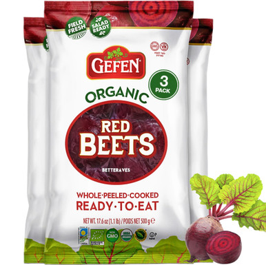 Gefen Bio Rot Beets Geschält Gekocht Fertig zu Essen, 17,6 oz (Packung mit 3)
