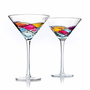 Der Wein Savant – handgemalte gebeizte Glas Martini Gläser 8 oz
