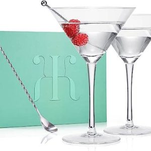 der Wein-Savant – Kristall Martini Glas Set von 2, mit Löffel & ol – 10oz
