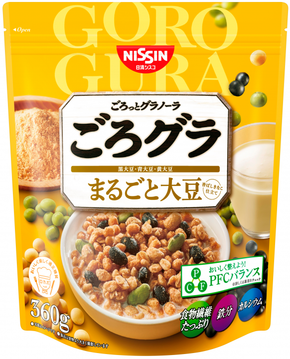 Nissin, „Goro Gura“ Marugoto Daizu, gemischter Soja-Granola, 360g in 1 Beutel