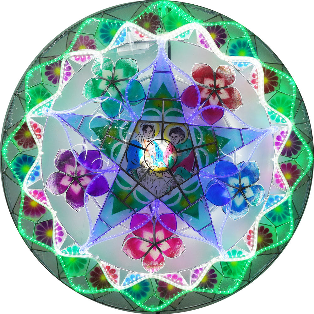 Philippinen Weihnachten Capiz Parol Laterne Stern (Tala) Krippe – grün / blau / weiß- Größe 24