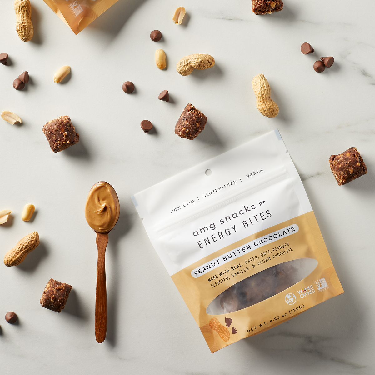 AMG Snacks Erdnussbutter Schokolade Energy Bites Packung – 6er Packung x 4 oz Hülle