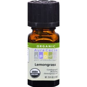 Aura Cacia Ätherisches Öl Bio Zitronengras, 0,25 oz – Packung mit 1
