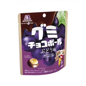 Morinaga, Gumi Choco ball, Grape Geschmack, Fruchtgummi & Schokolade, – 47g