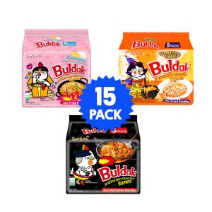 Samyang Buldak Newbie Bundle – 15 Pack (Carbonara, Quattro Käse und heißes Huhn)