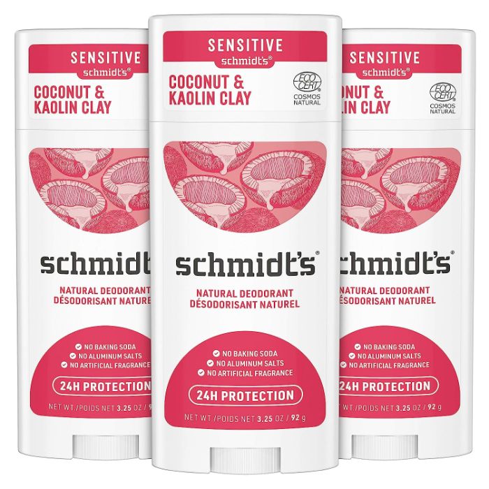 Schmidts Deodorant Kaolin Kokos 2.65 Oz – Packung mit 3