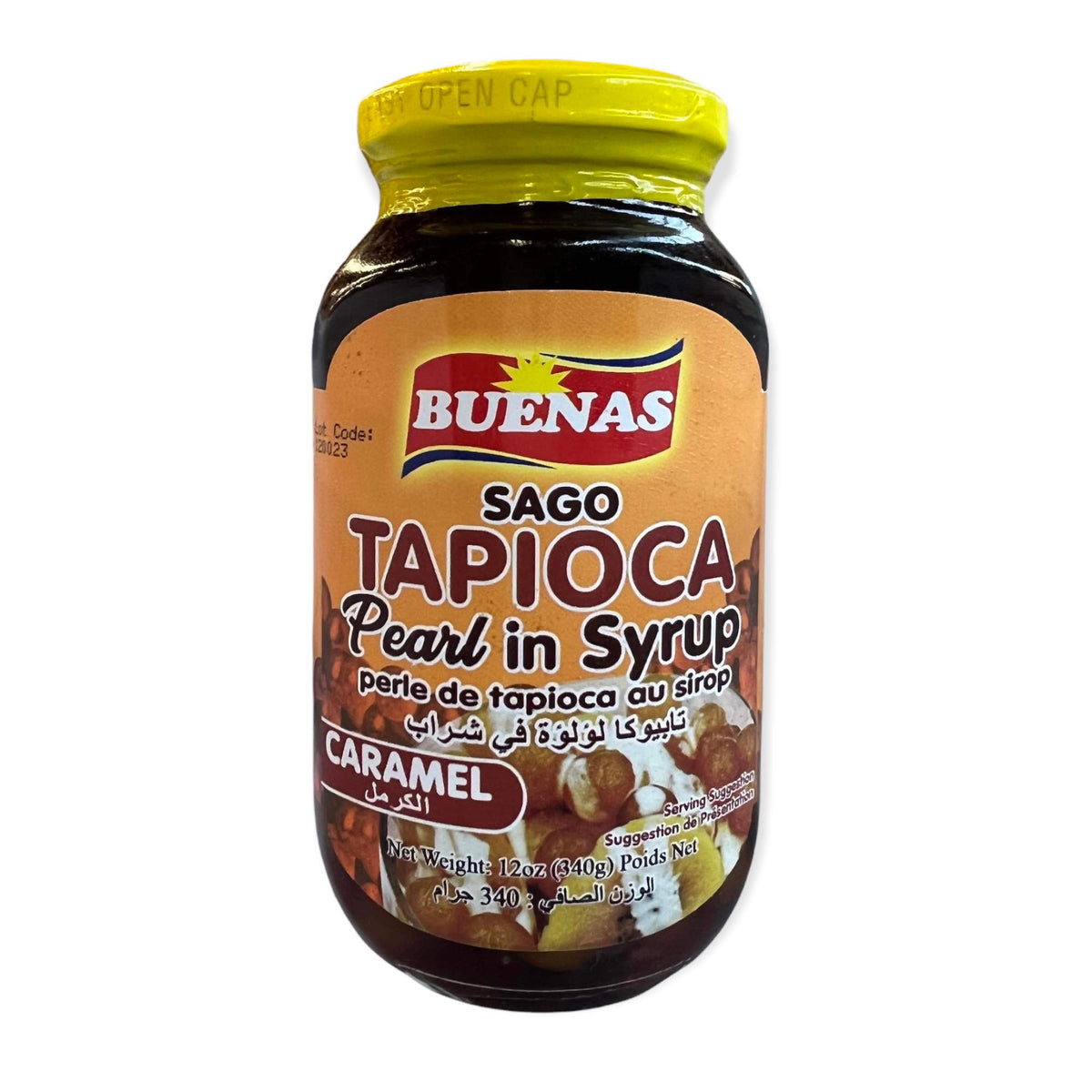 Buenas Sago Tapioca Perle in Sirup – Karamell – 340 G